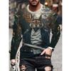 Herren 3D-Druck Crew-Neck Langarm-T-Shirt