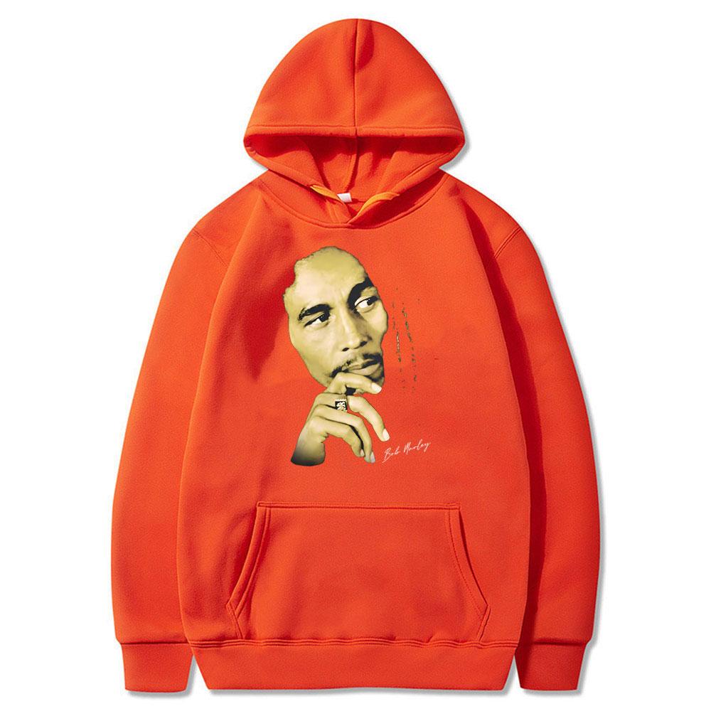 Classic Vintage Rapper Bob Marley Big Face Graphics Hoodie Bob Marley Anniversary Album Print Hoodies Men Hip Hop Black Clothing