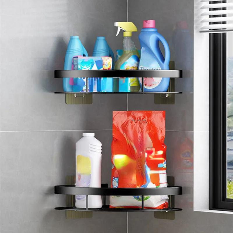 Bathroom Shelf Aluminum Alloy Shampoo Rack Makeup Storage Organizer Shower Shelf Bathroom Accessories No Drill Wall Corner Shelf