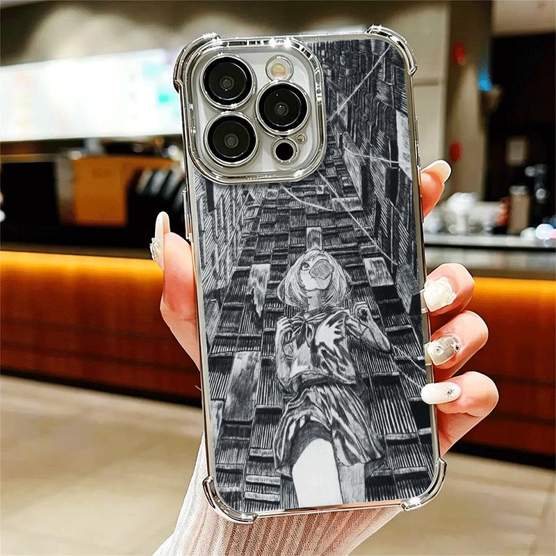 

Ультра-перспективная аниме-позолоченная чехол-накладка для iPhone 16 17 Pro Max Air 16E 14 15 Plus 12 13 Mini Защита от падения Подушка безопасности iPhone 12 Pro Max
