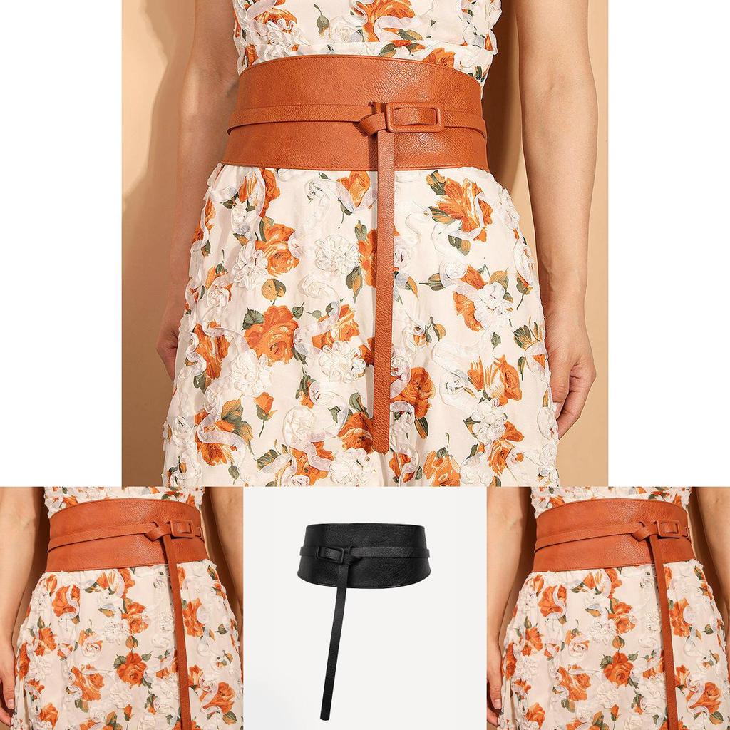 Womens Faux Leather Wide Waist Belt With Tie Closure For Summer Fashion Accessories