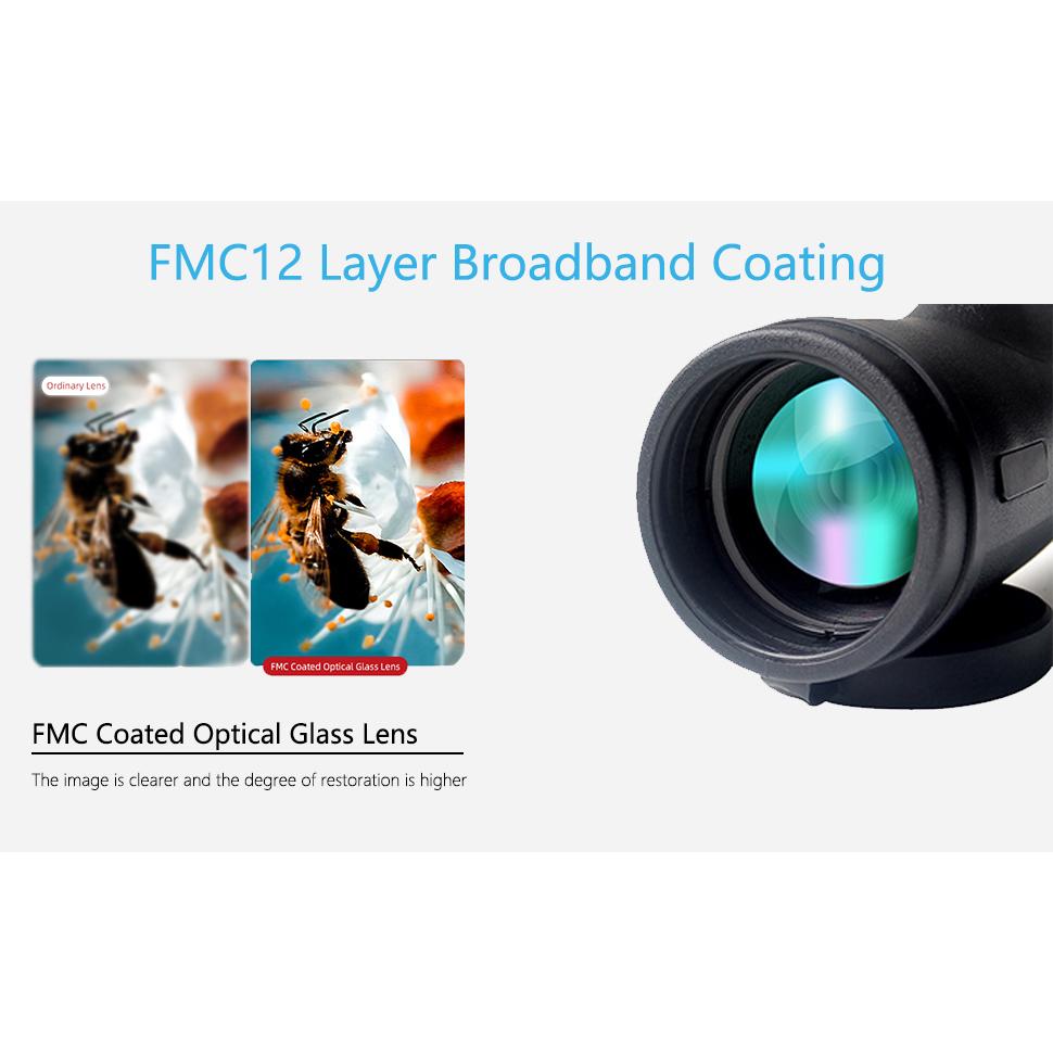 10-30x50 High Power Monocular Telescope Adjustable Magnification with Smartphone Holder Tripod FMC Coating BAK4 Prism Waterproof and Anti-fogging