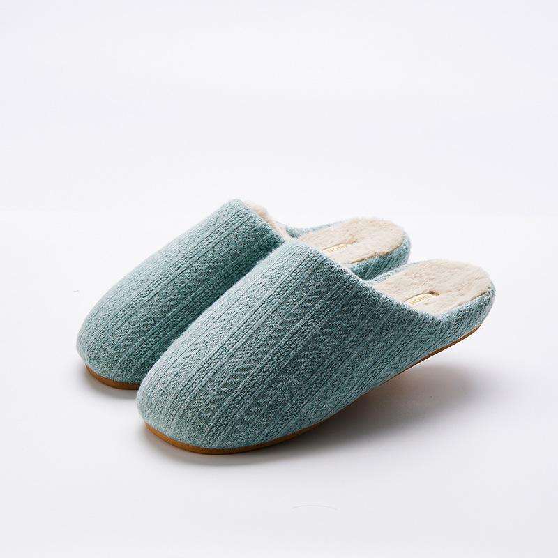 2024 new Japanese home cotton slippers winter stepping on shit feeling thickened non-slip couple fluffy thick-soled confinement shoes men