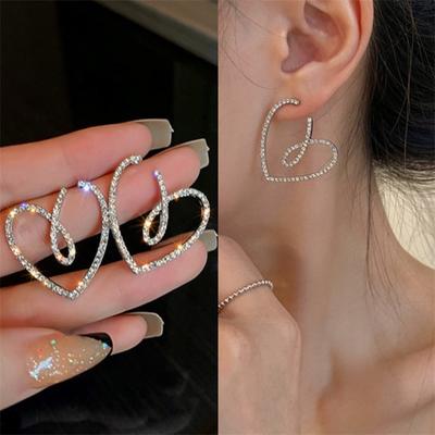 Elegante Mode große liebe strass stud Ohrringe für Frauen Mädchen Geschenk Schmuck Großhandel
