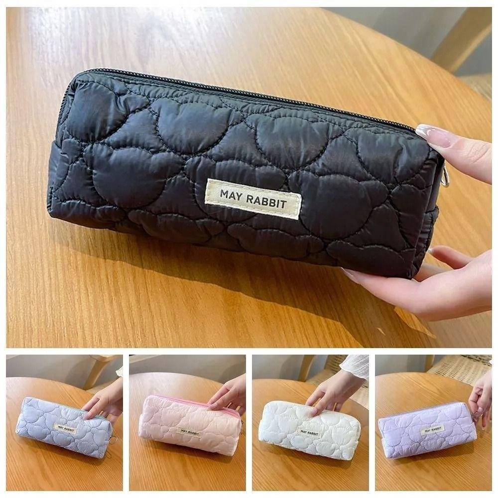

Large Capacity Pen Bag Cute Stationery Bag Portable Stationery Organizer рожевий