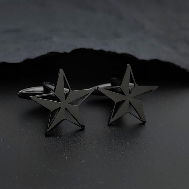 Hohlgeschnitzte Pentagramm Brosche Manschettenknöpfe 3D Dreidimensional Personalisierte Einfache Luxuriöse Unisex Accessoires