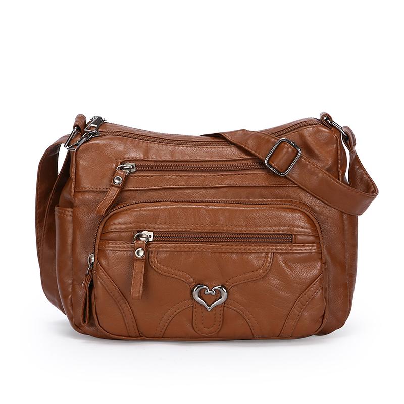 Damen Umhängetasche Große Kapazität Mehrschichtig Weiches Leder Mittelalterliche Muttertasche