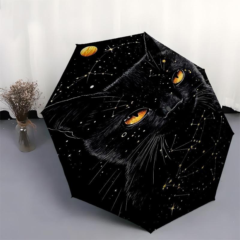 1pc cat constellationsOpen/Close Umbrella-Windproof, Compact Travel Umbrella, Sturdy 8-Rib Shaft, Outdoor Accessory1198