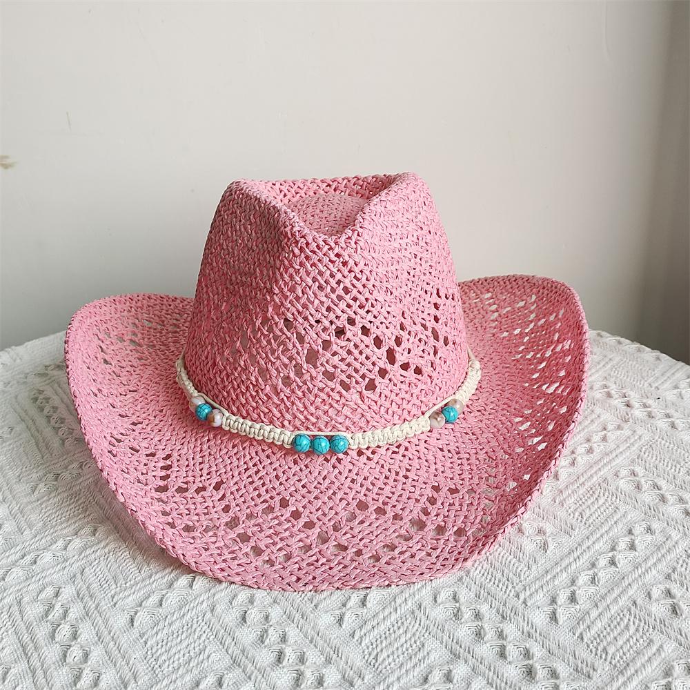 Summer Men's Women's Vintage Western Cowboy Hat Handmade Straw Weaving Beach Sun Hat Gentleman Lady Cowgirl Jazz Hat Bohemian