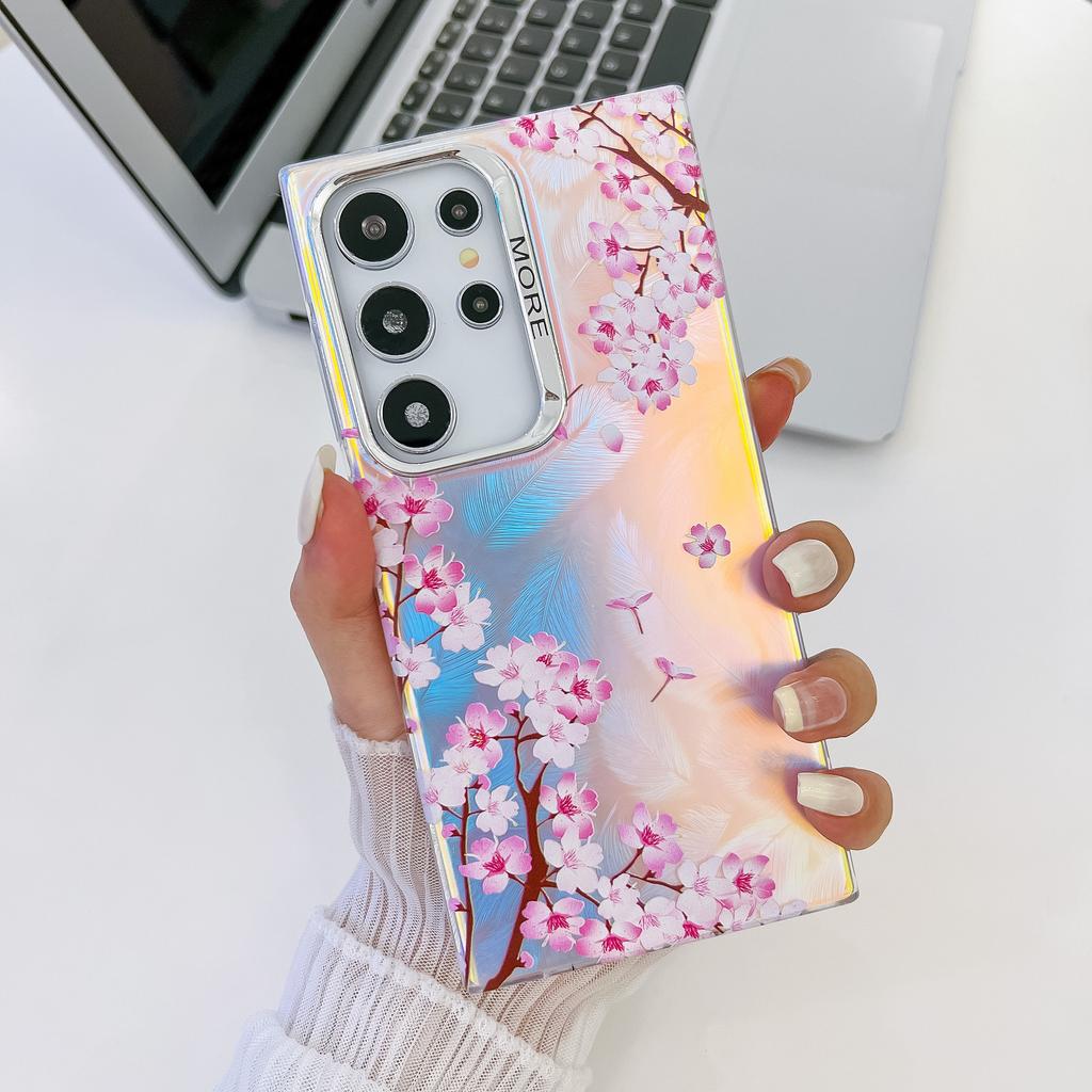 Electroplating Laser Flowers Are Suitable for Samsung S25 Ultra Mobile Phone Case Anti Fall S24PLUS Matte A16 New Hard Case