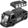 1/32 Scale VK Bus Transporter Model Car with Surfboards Convertible Camping Van, Zinc Alloy Pull Back Toy Car with Sound and Light for Kids Gift