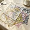 Elegant Kitchen Table Accessories Square Lace Placemat for Dining Table, Embroidered Mesh Heat Resistant Tabletop Protection Pads Mat, Retro