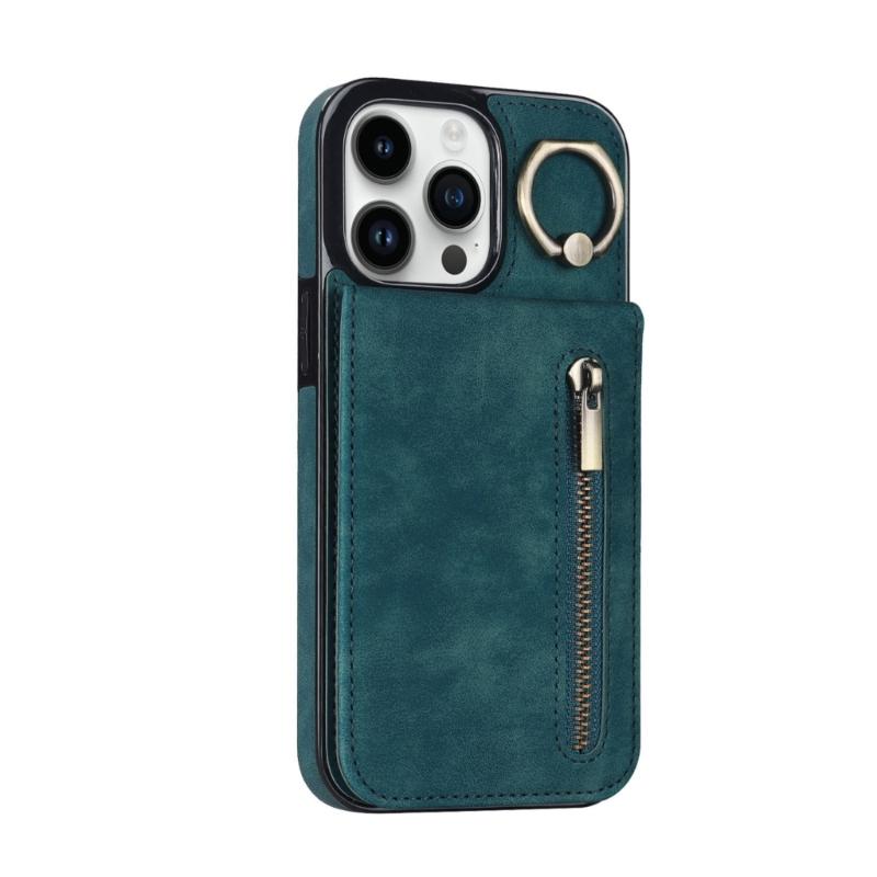 Cover for Phone16 Series Rings Stand Case with Card Slot Holder and Kickstand Leather Wallet Case