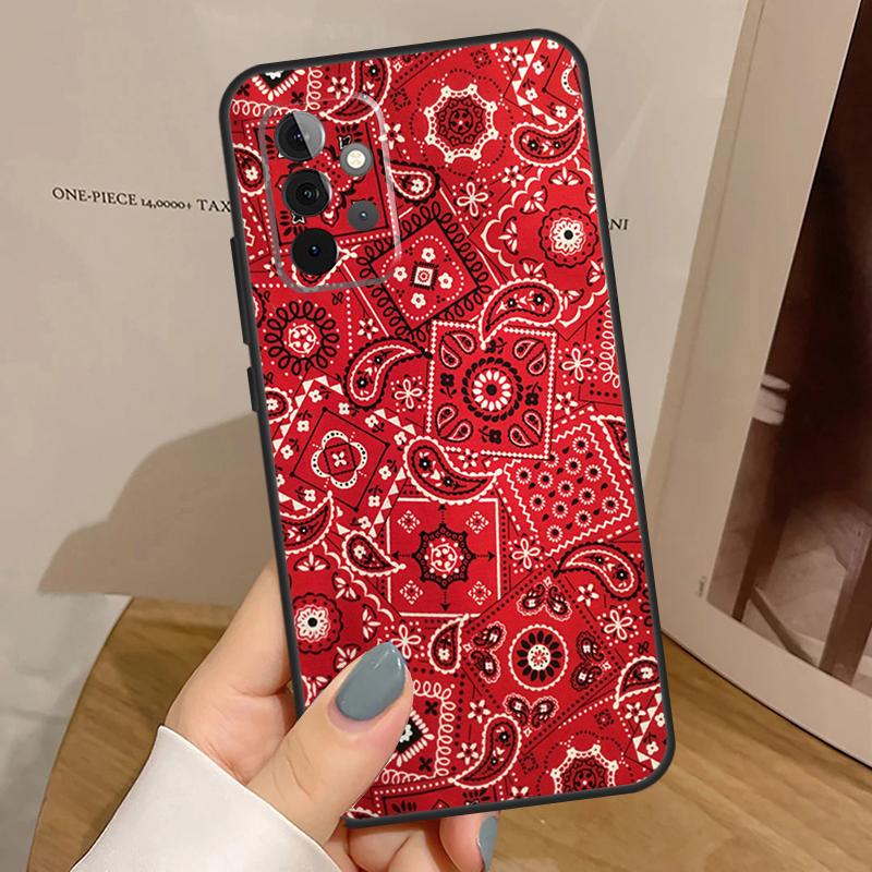 Red Bandana Paisley Funda For Samsung Galaxy A15 A25 A35 A55 A52 A32 A12 A14 A34 A54 A51 A71 A53 A13 A33 Case