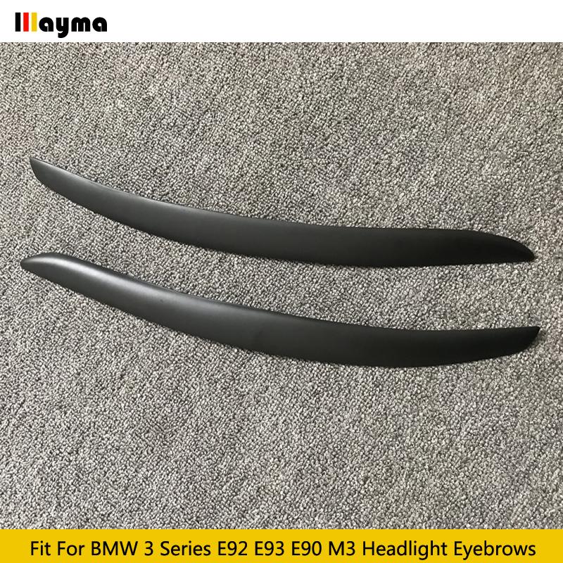 Carbon Fiber Car Headlight Eyebrows Lamp Eyelids For BMW 3 Series E92 E93 E90 M3 2007 - 2009 Fiber Glass Matt Black Primer 2pcs