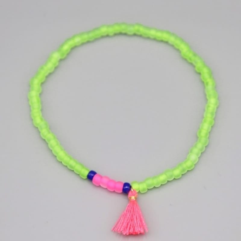 BONBEAU Neon Color Point Tassle Beads Bracelet 5 Colors