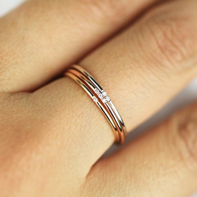 Minimalist Thin Rings for Women Wedding Brilliant Cubic Zircon High Quality Versatile Female Finger Ring Jewelry