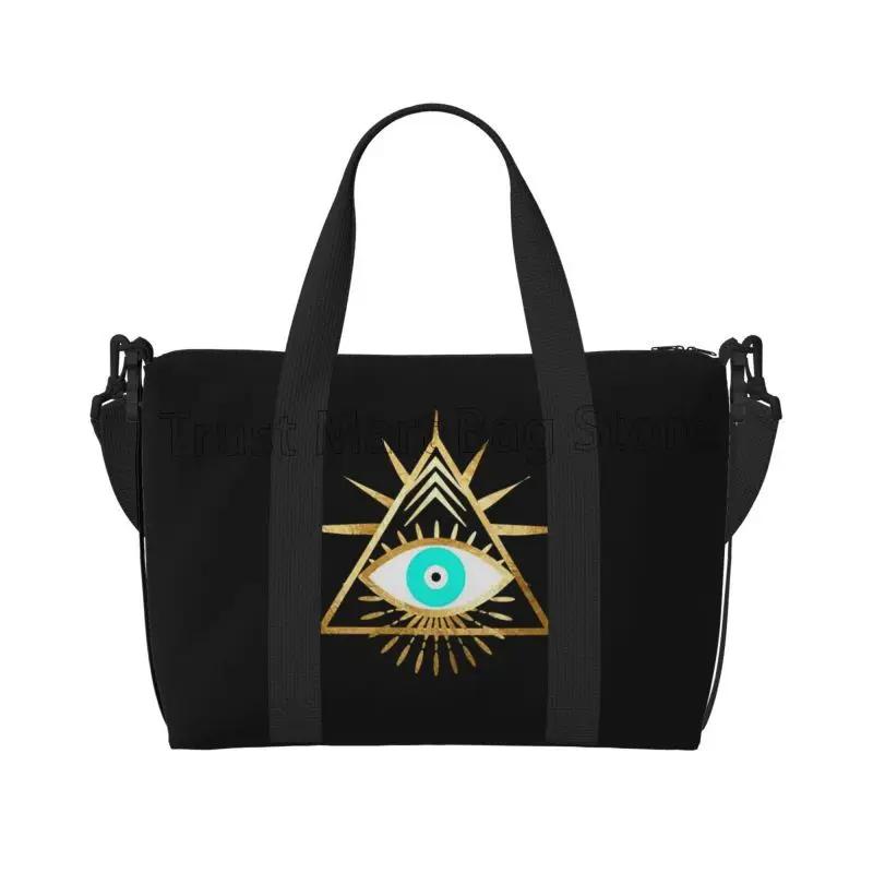 

Turkish Art Evil Eye Hamsa Hand Travel Duffle Bags Lightweight Waterproof Weekender Overnight Tote Bag Sports Gym Yoga Bag