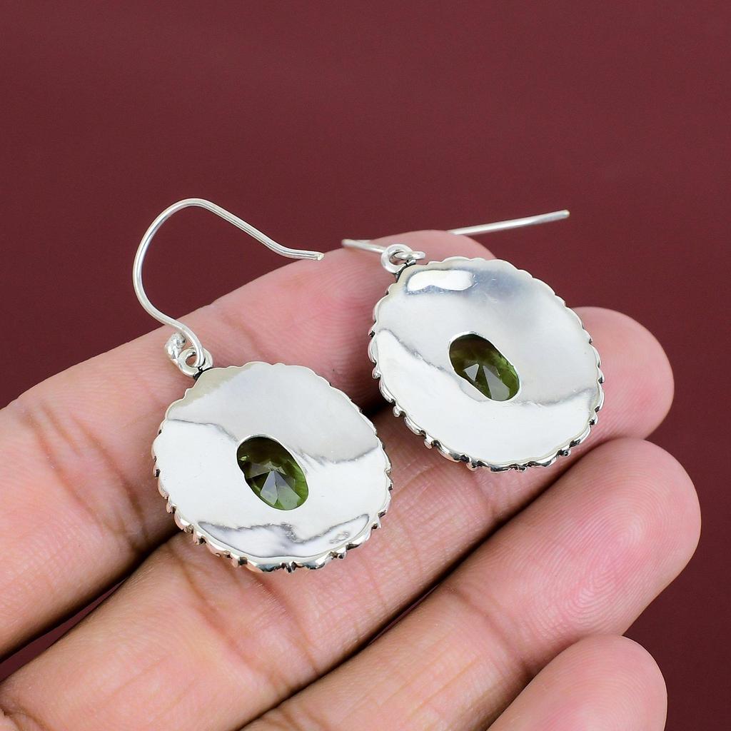 Faceted Green Amethyst Earring Natural Gemstone Earring 925 Sterling Silver Earring Designer Jewelry Handmade Vintage Earring Gifts For Wife