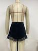 Gothic Velvet High-Waisted Lace Trim Shorts