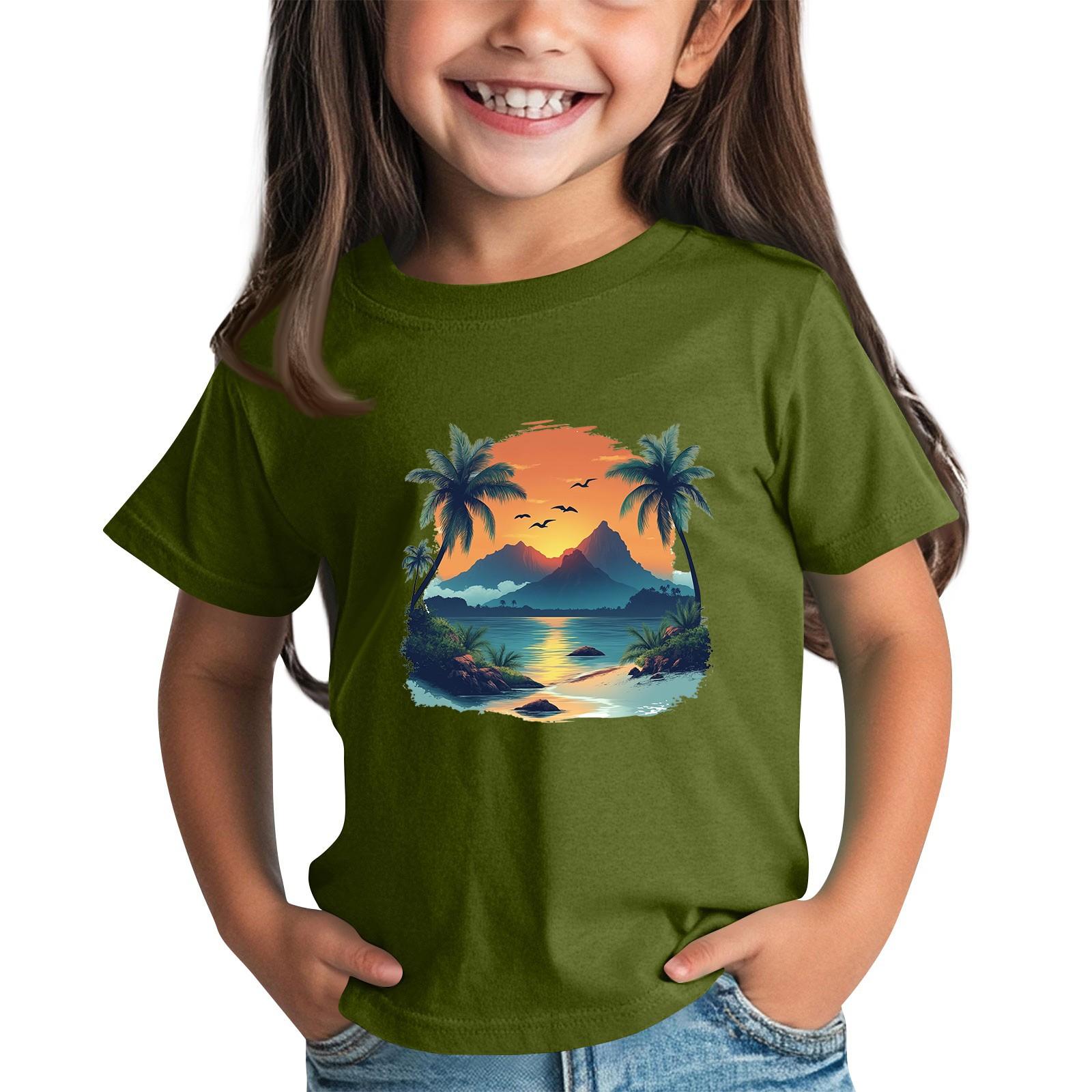 

Детская модная повседневная футболка с круглым вырезом и короткими рукавами 100 армия зеленый