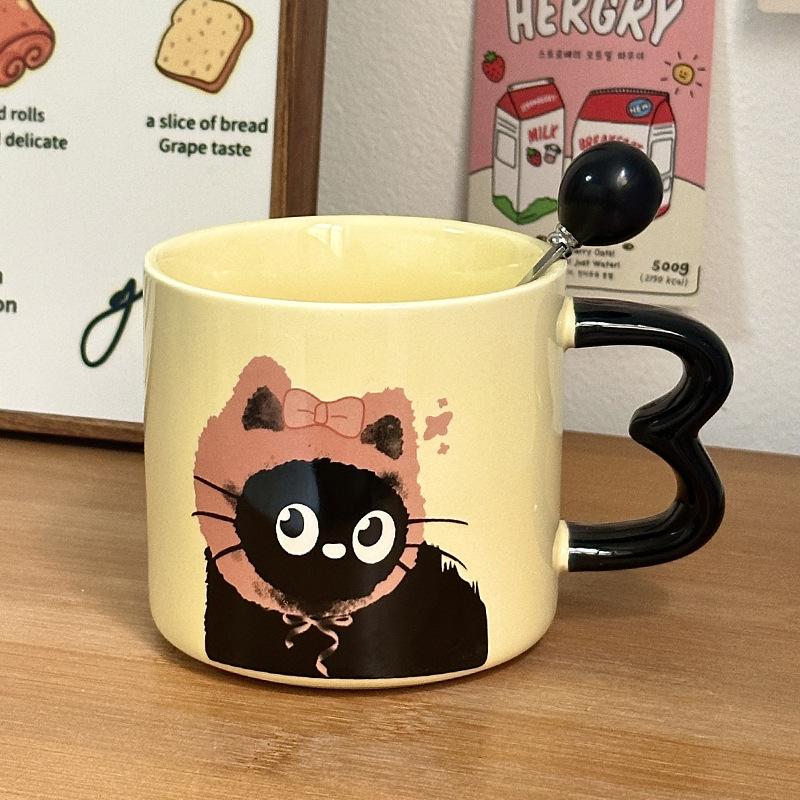 

Милая чашка Керамическая чашка с крышкой Мультяшный подарок Чашка для воды Высоко выглядящий Сувенир Креативная Персонализированная кружка Кот 400ml