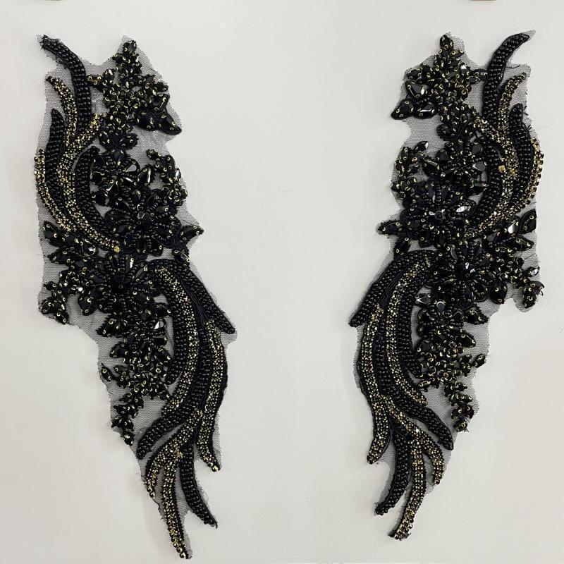 

Нашивки из тяжелого акрила с цветами для одежды, платьев и свадебных аксессуаров чёрный