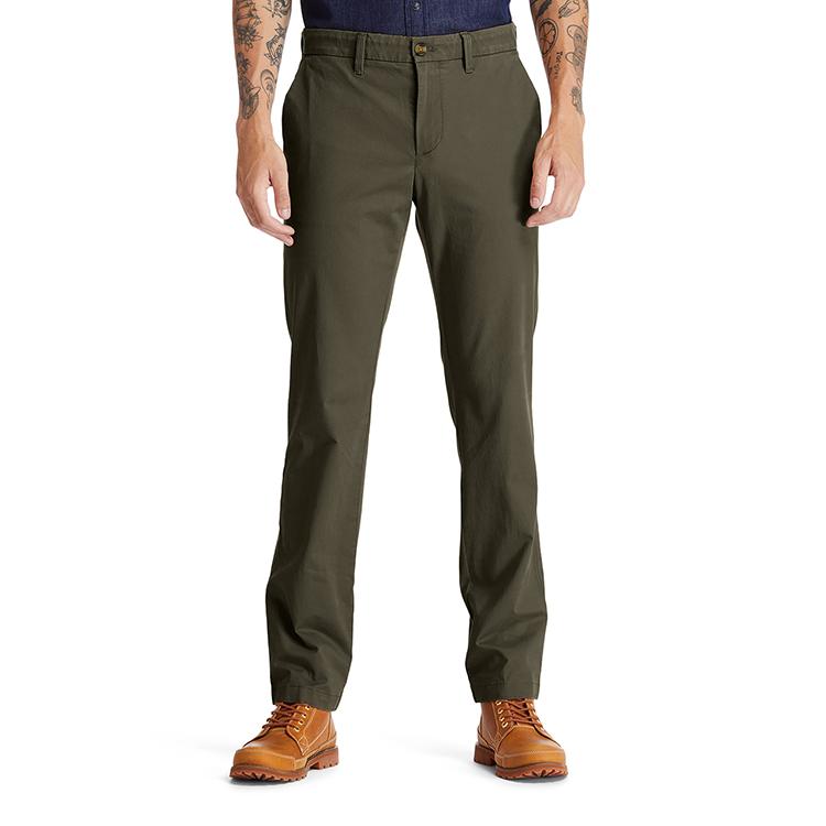 Timberland Casual Elastic Straight Breathable Solid Color Pants Men Bottoms Army-Green A2BZA-A58