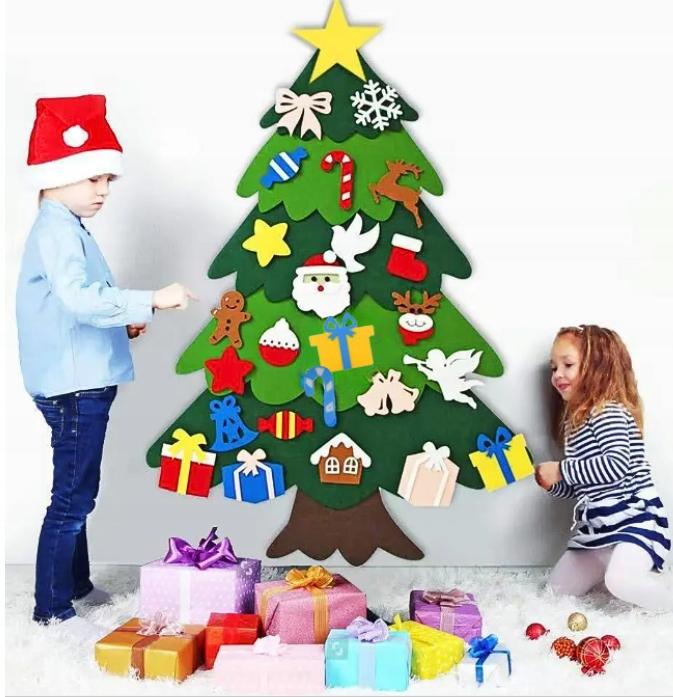 Felt Christmas Tree with 26 Velcro Decorations DIY [Se-Ch1]