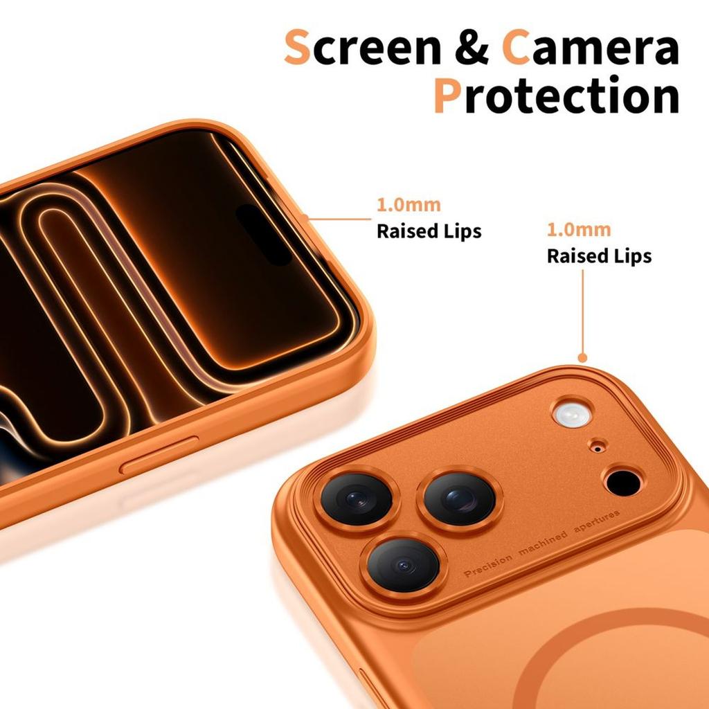 Skyddande fodral case för iPhone 17 Pro Max Magpeak Magsafe CC - matt orange