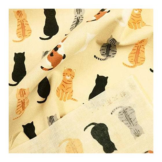Hamamonyo Tenugui: Sitting Cats Lined Up (Off White) - A playful and unique design from a Yokohama textile brand, featuring original designs that