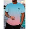 Simple Fashion Coconut Tree Graphic Gradient T Shirts Fashion Summer Short Sleeve 3D Printed T-shirts Casual Oversized Tees Tops