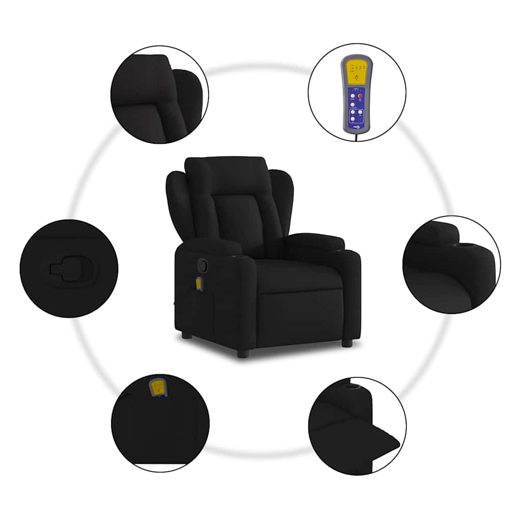 Massage Relax Chair Black Fabric