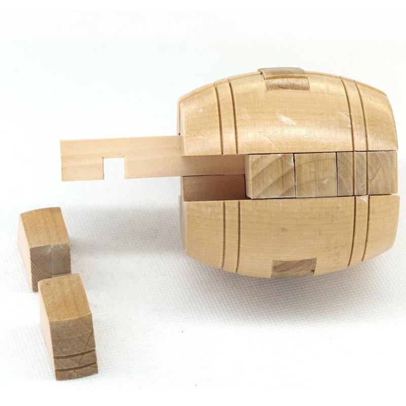 Classic Barrel Puzzle Wooden Interlocking Assembly 3D Brain Teasers for Adults Kids Unique IQ Logic Training Educational Toys