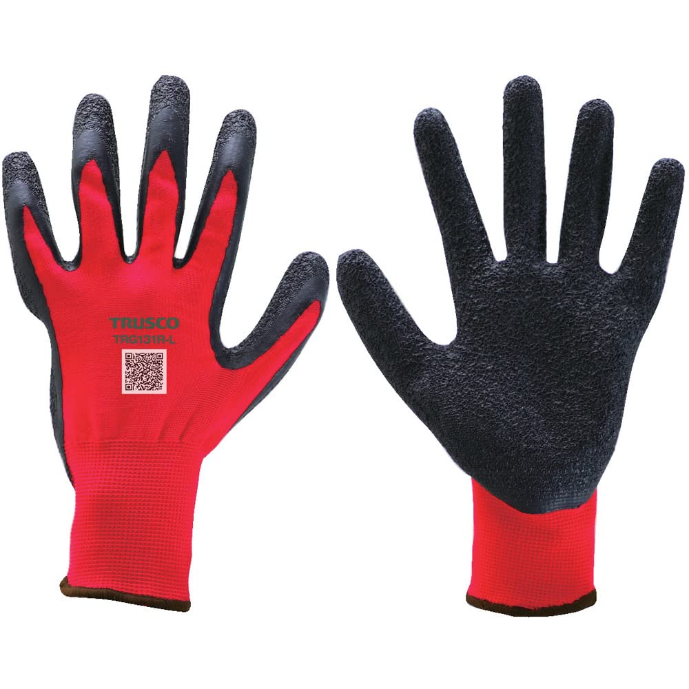 

TRUSCO Перчатки резиновые без подкладки, Красные, 10 пар, 13 калибр, L, TRG131R-L-10P
