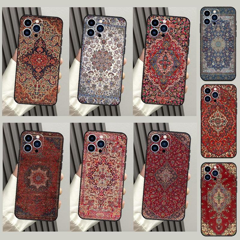 Persischer Teppich Blumenmuster Hülle Für iPhone 16 15 12 13 Mini 11 12 13 14 Pro Max X XS Max Plus XR Handyhülle