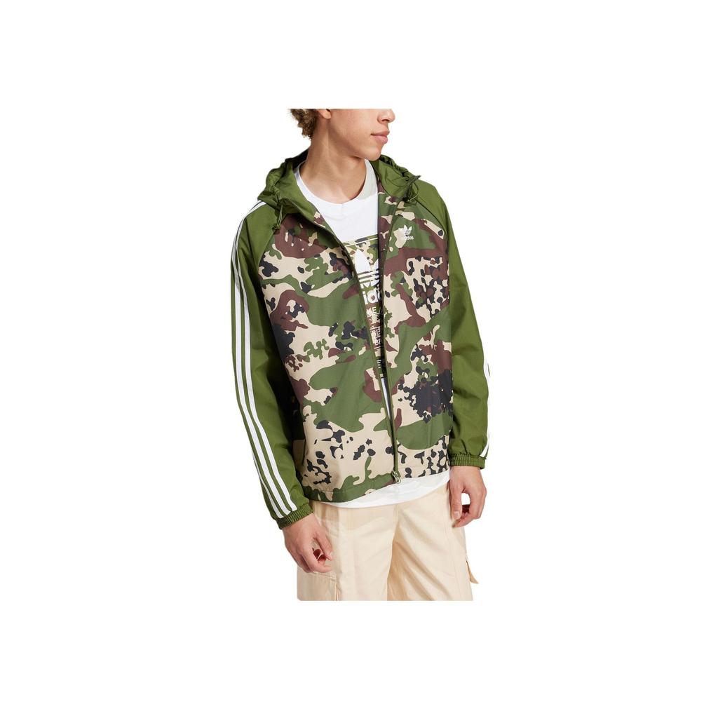 Adidas Originals Windbreaker Camo Striped Sports Hooded Jacket Men Jackets Wild-Pine IS0260