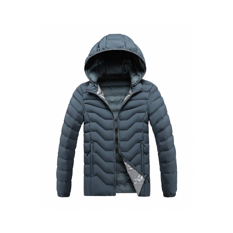 Cotton-padded Men's Winter Solid Color Graphene Removable Cap Fleece Thickened Hooded Jacket Men's