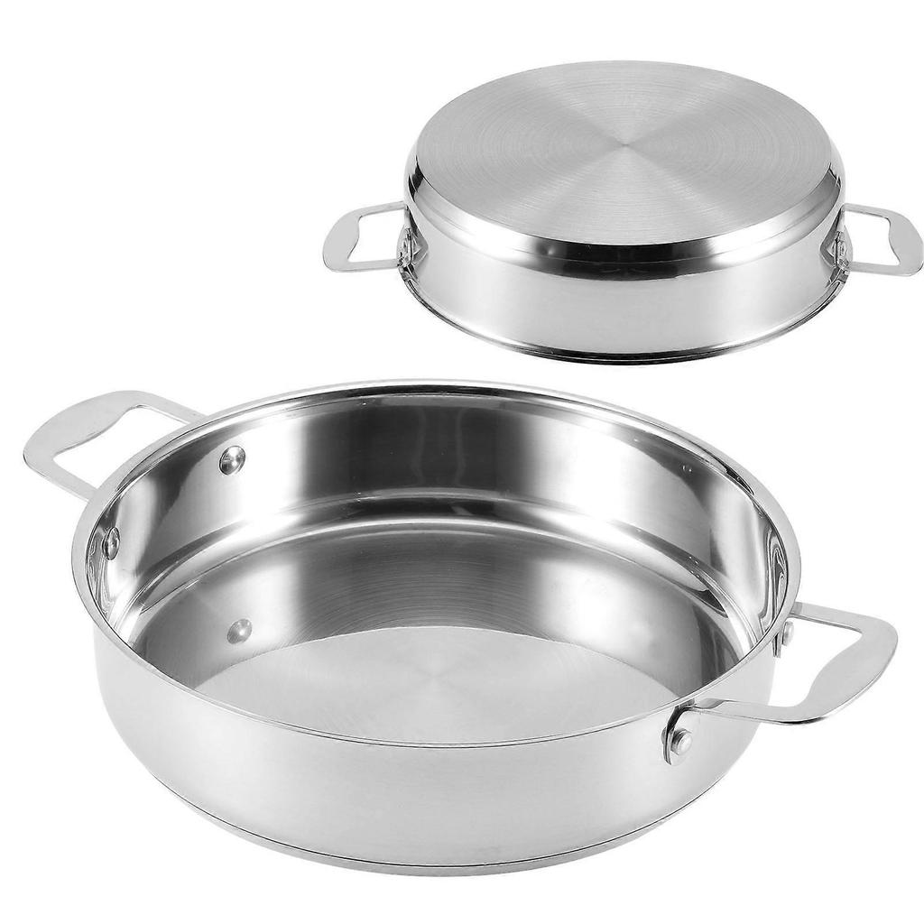 Uncovered Stainless Steel NonStick Braising Stewing Cooking Pan with Dual Handle for Induction Cooker