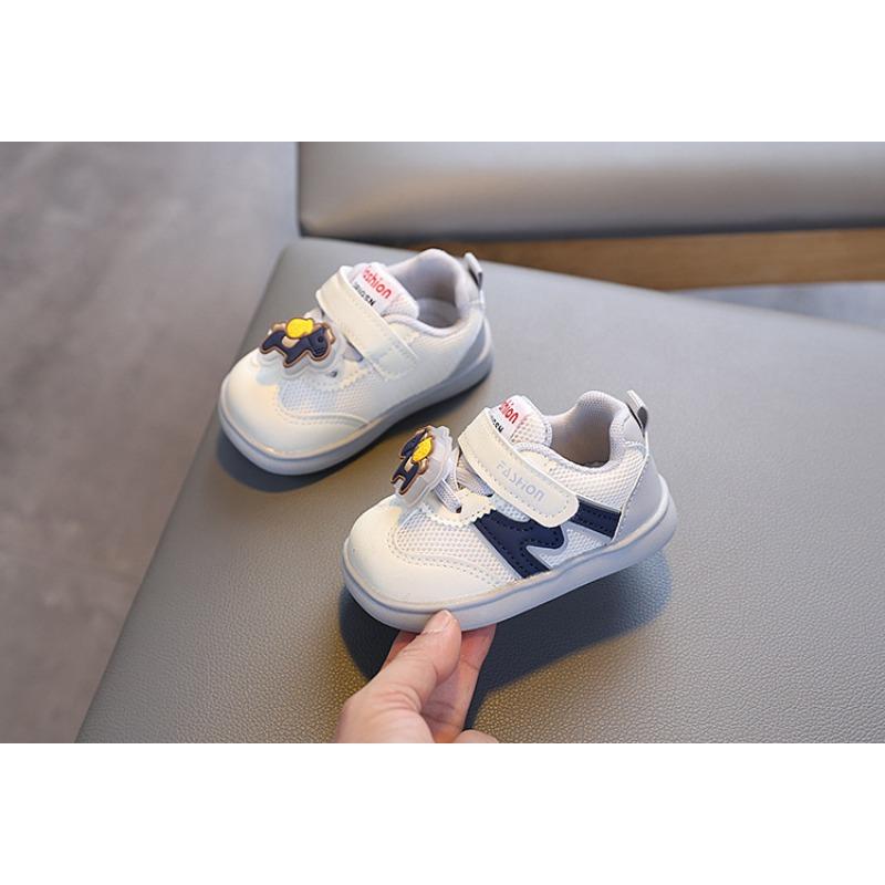 Baby toddler shoes soft sole spring and autumn boys and girls baby shoes breathable non-slip mesh cartoon little white shoes sports shoes