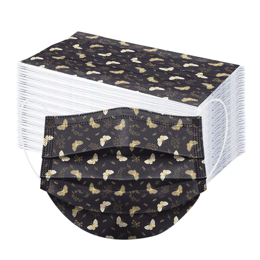 100PCS Adult Fashion Print Disposable Face Mask 3 Ply Earloop Anti-PM2.5 