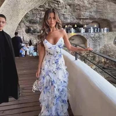 2024 Spring/Summer Strapless Chiffon Fairy Evening Dress for Women - European & American Fashion