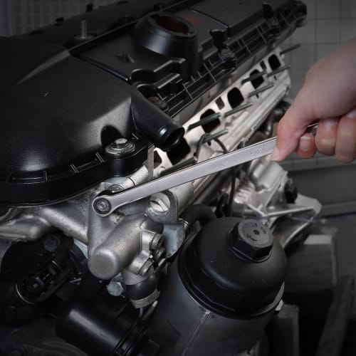 DURATECH 14mm Open End Ratchet Wrench, Long Type, Metric Size, Single-Sided Ratchet Design, 72 Gears, Mirror Finish