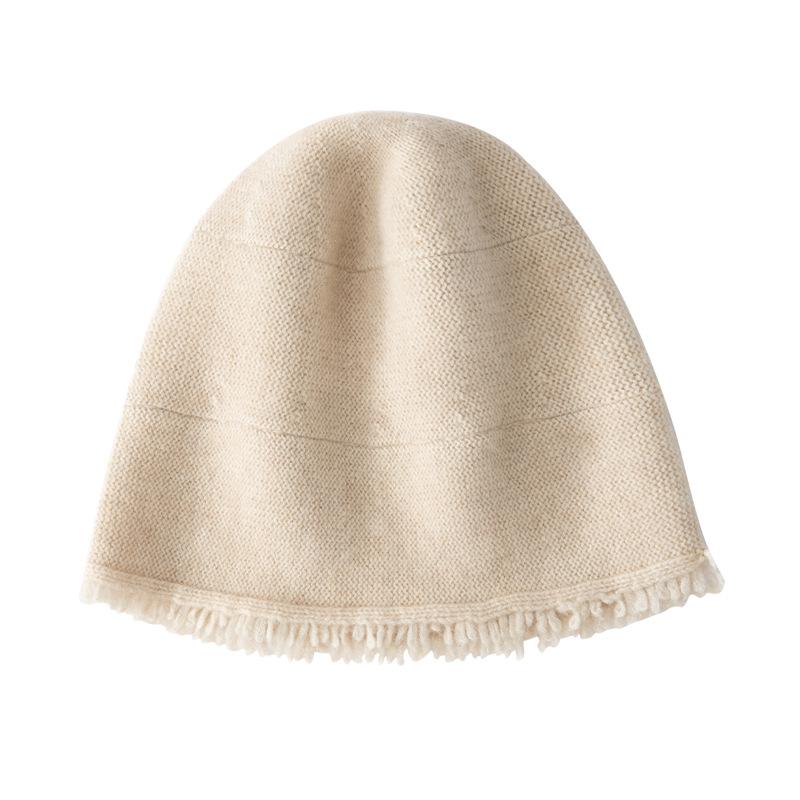 Women's Cashmere Knit Beanie: Solid Color, Versatile Skullcap, Ear Protection, Warm Beggar Wool Hat for Cold Weather.