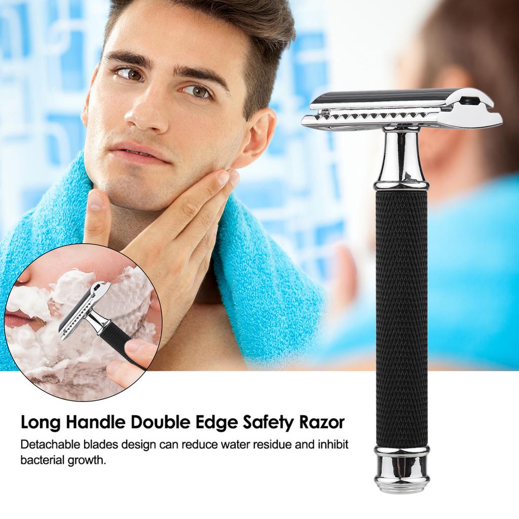 Double , Stainless Steel Manual Shaving with Rotatable Design for Men, Detachable Blades, Lightweight and Portable for Salon or Use