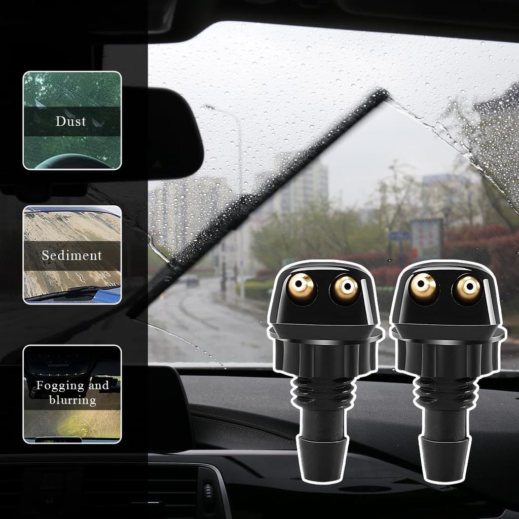 2 PCS Front Windshield Washer Nozzles, Windshield Left Right Wiper Washer Nozzle Sprayers, Windshield Squirter Nozzle Replacement for Most Cars SUVs