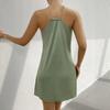 European and American new solid color neck backless off-the-shoulder fashion skirt, beach casual home loose dress