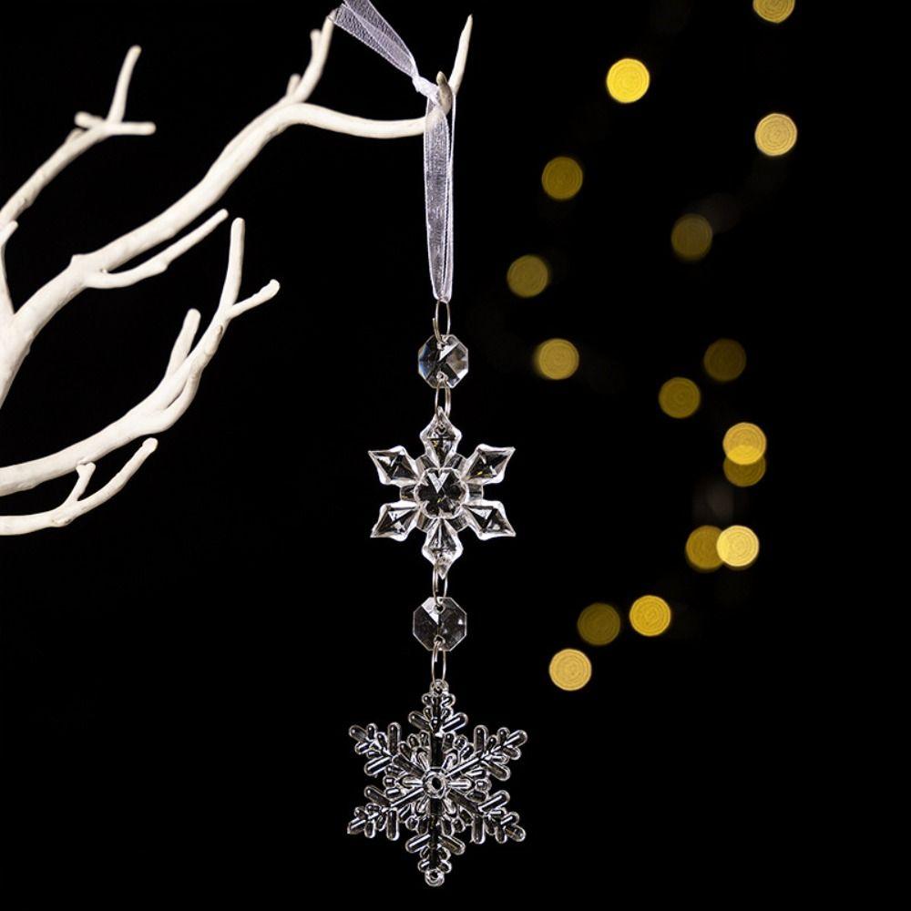 4pcs Colorful Snowflake Ice Strip Pendants Xmas Tree Hanging Ornament  Winter Party Home Decor