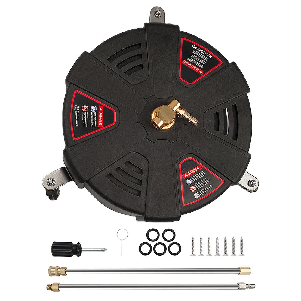 Floor Scrubber 2500PSI Surface Cleaner Attachment with Extension Wand Powerful Pressure Washer Replacement Nozzles with 3 Wheel