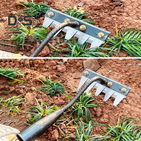 Odłączany grabie ogrodowe ze stali manganowej do wyrywania chwastów Ręczny pazur do usuwania chwastów do wyrywania korzeni w ogrodzie, spulchniania gleby i grabienia trawy